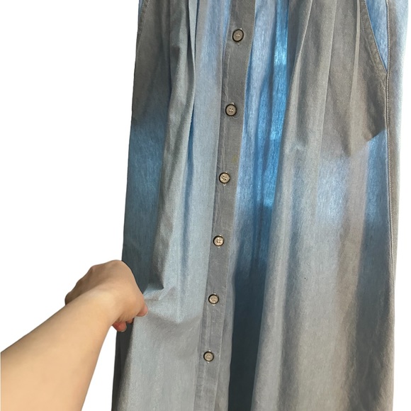 Jennifer Moore cotton Denim Skirt Buttons all the way down Small with pockets - Picture 2 of 11